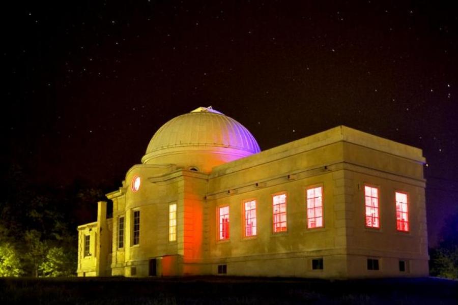 Fuertes Observatory against a starry sky