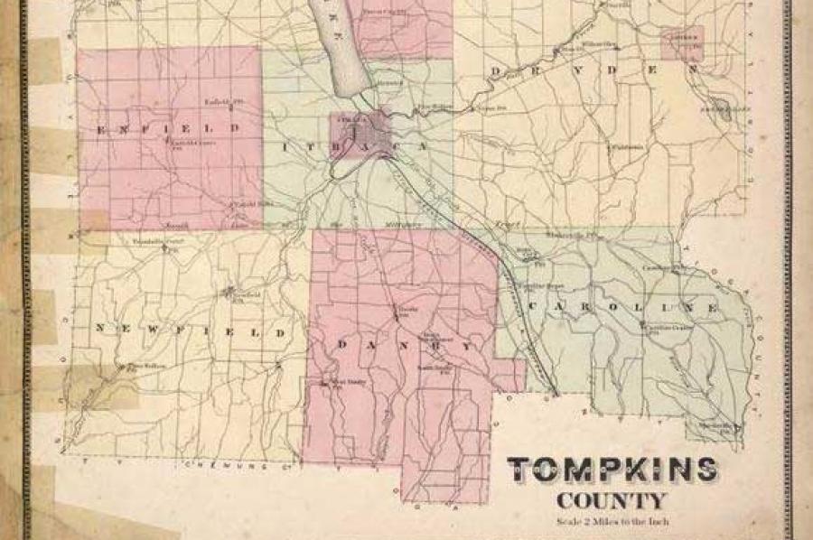 Map in yellow, green and pink sections
