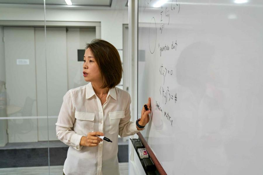 Eun-Ah Kim at whiteboard