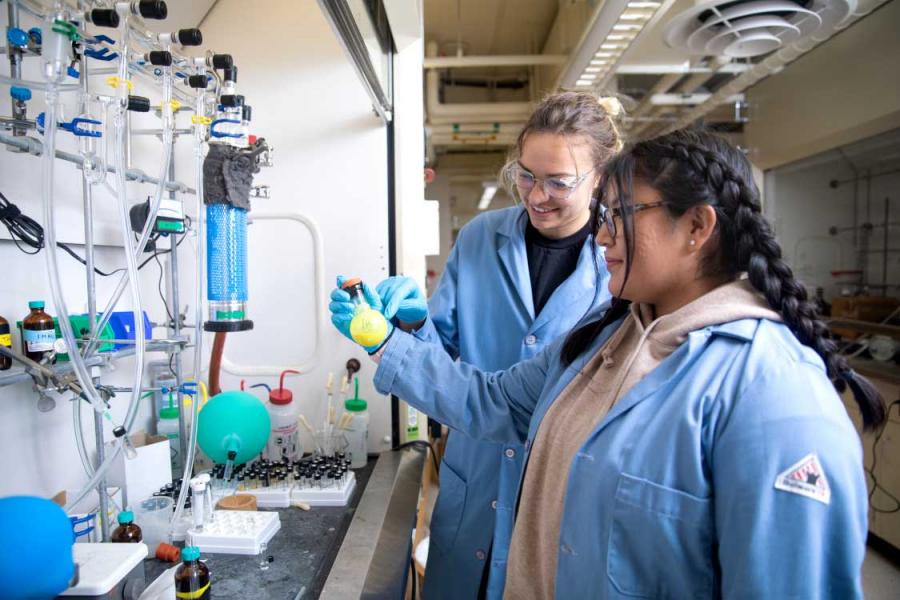 Students conducting research in a lab