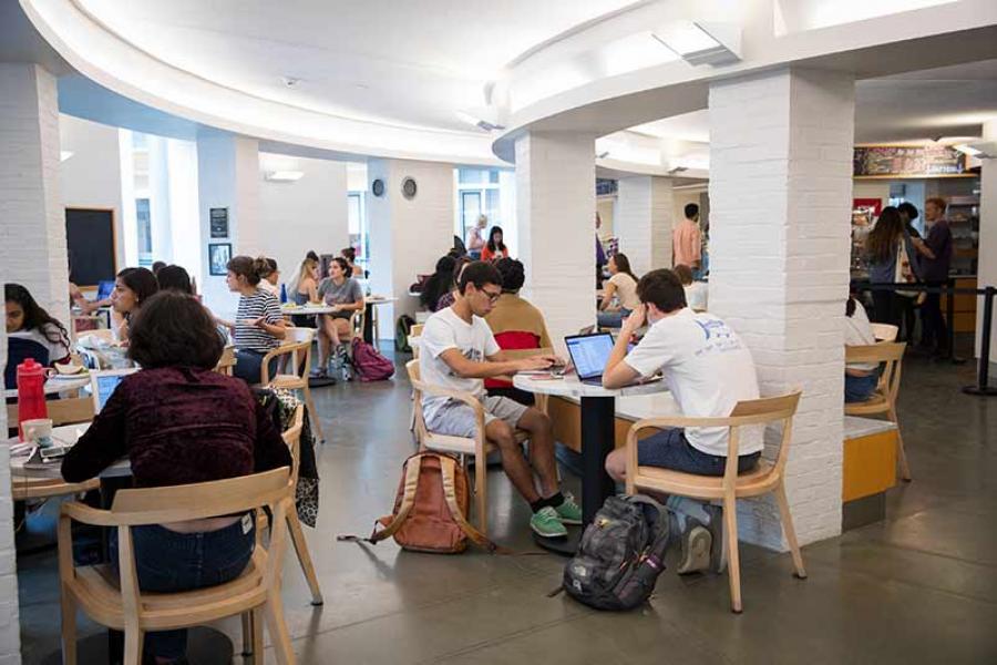 Students in the new Temple of Zeus cafe