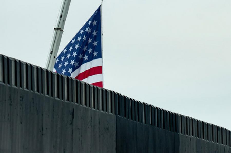 flag at wall