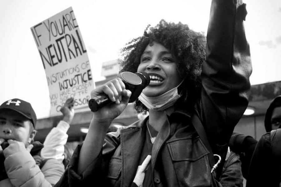 woman at a protest