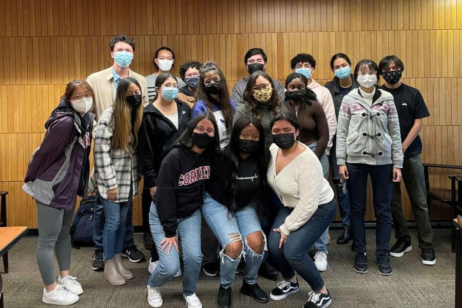 group of students in masks