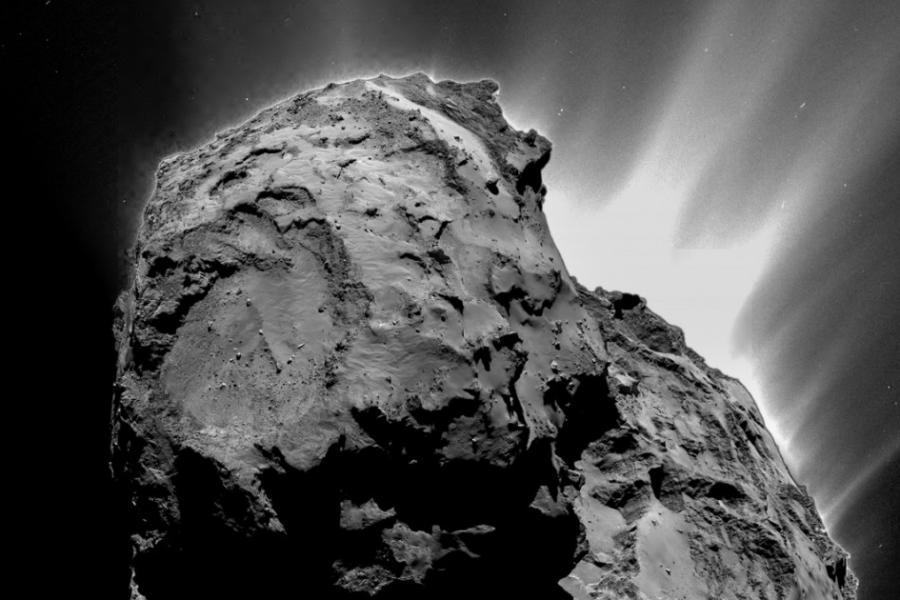 Rocky object against a black background