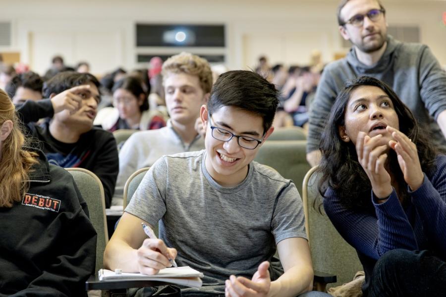 People sitting in a college classroom