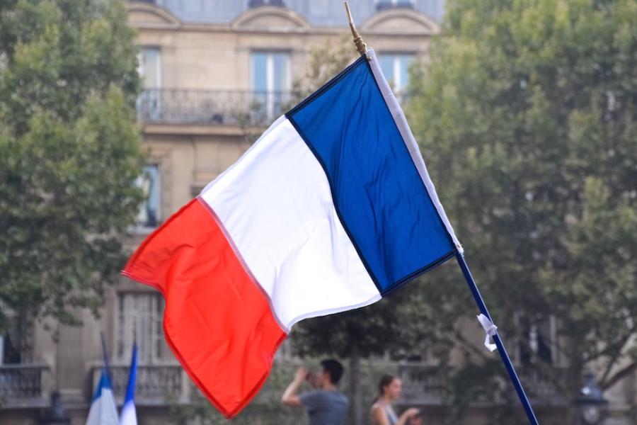 French tri-color flag outdoors