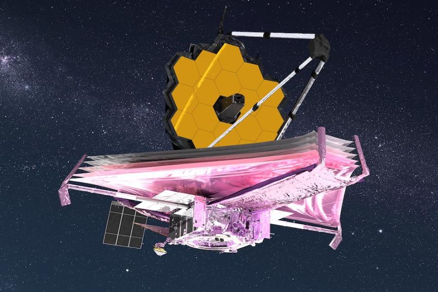 Illustration of a telescope in space