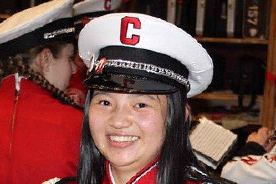 girl in band uniform