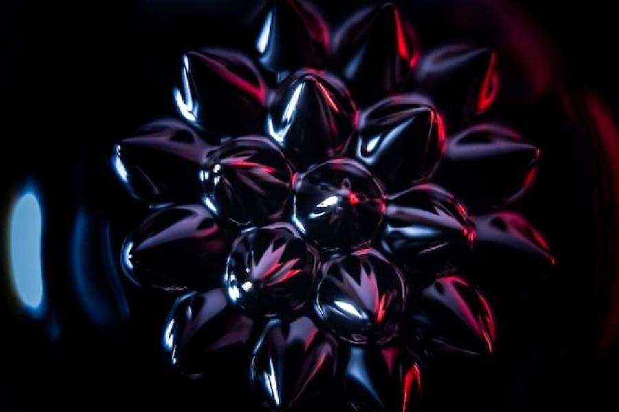 Shiny spikes organized into a sphere