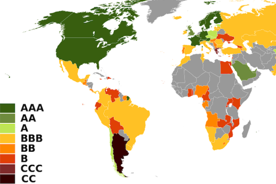 World map, color coded