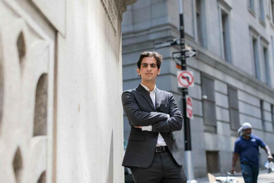 man standing outside in New York City