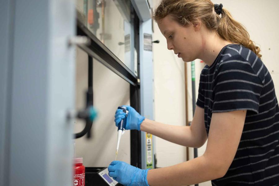 woman with lab equipment