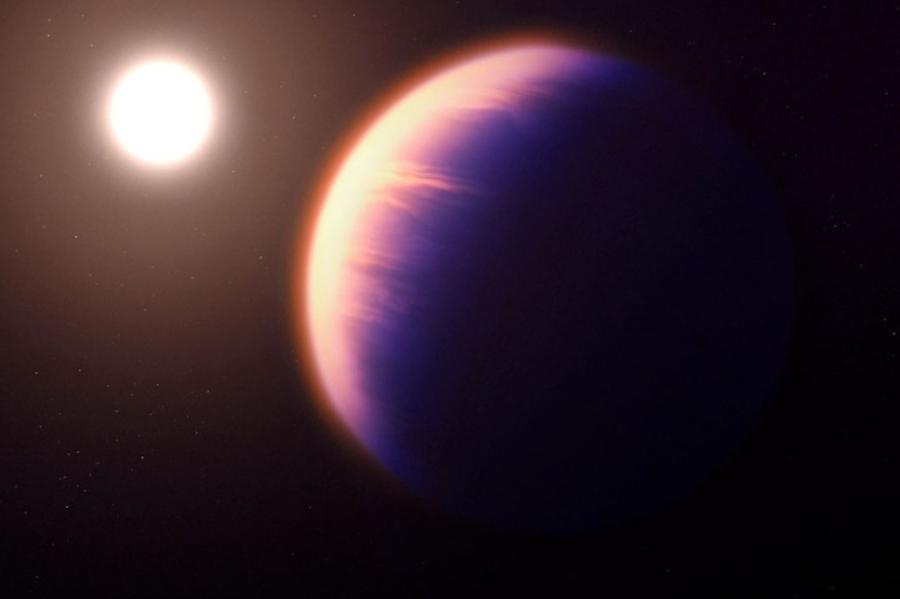 Two spherical celestial bodies against a dark background