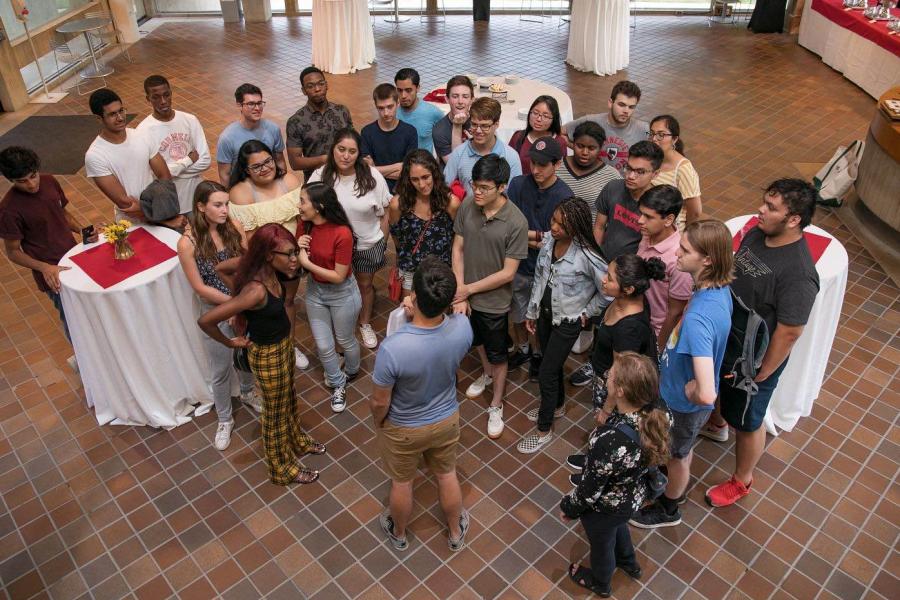 Summer scholars in lobby of Johnson Museum