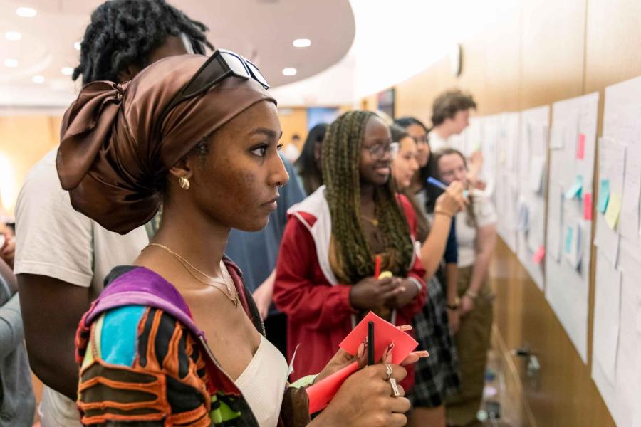 students working on posters