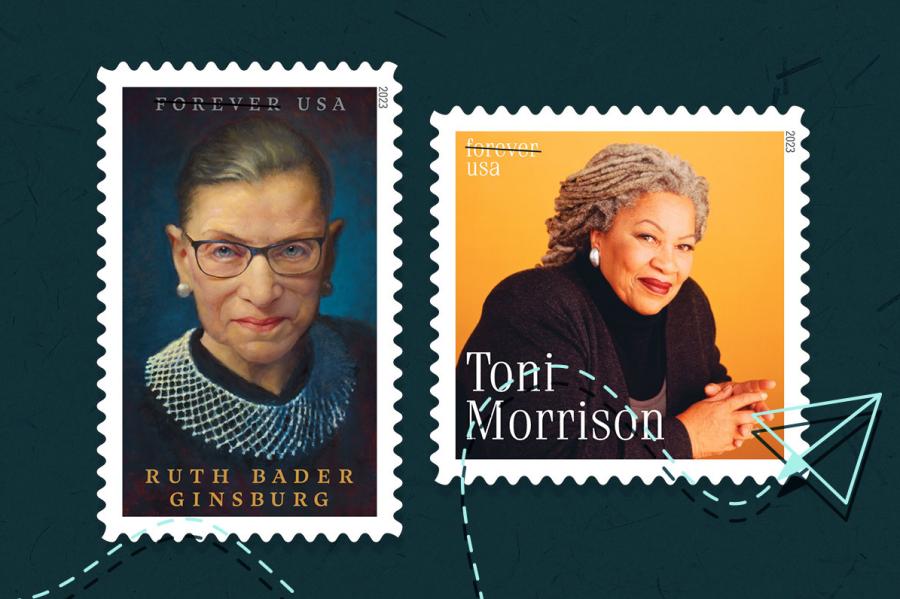 Stamps showing Ruth Bader Ginsburg and Toni Morrison
