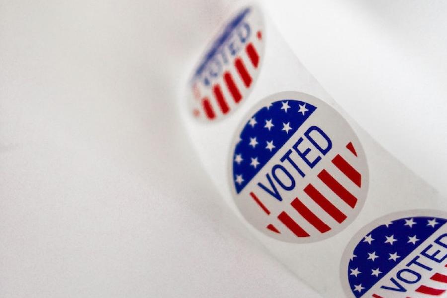 Voting stickers on a roll