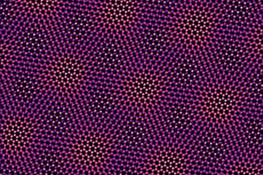 Purple field showing a lattice pattern and orange and yellow highlights