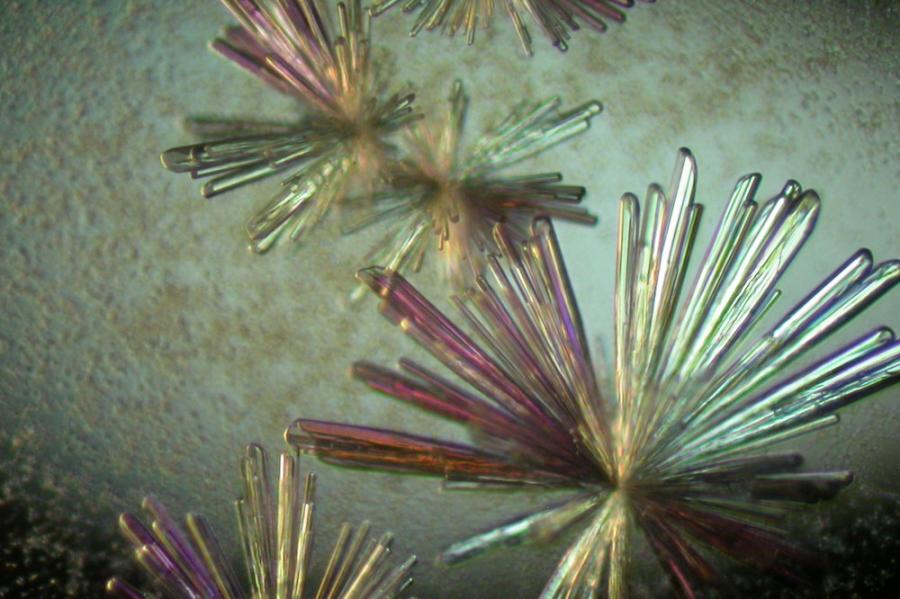 star-like crystals on a green background