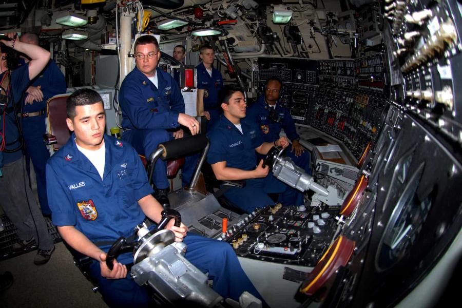 The helm of the Ohio-class guided-missile submarine, USS Florida