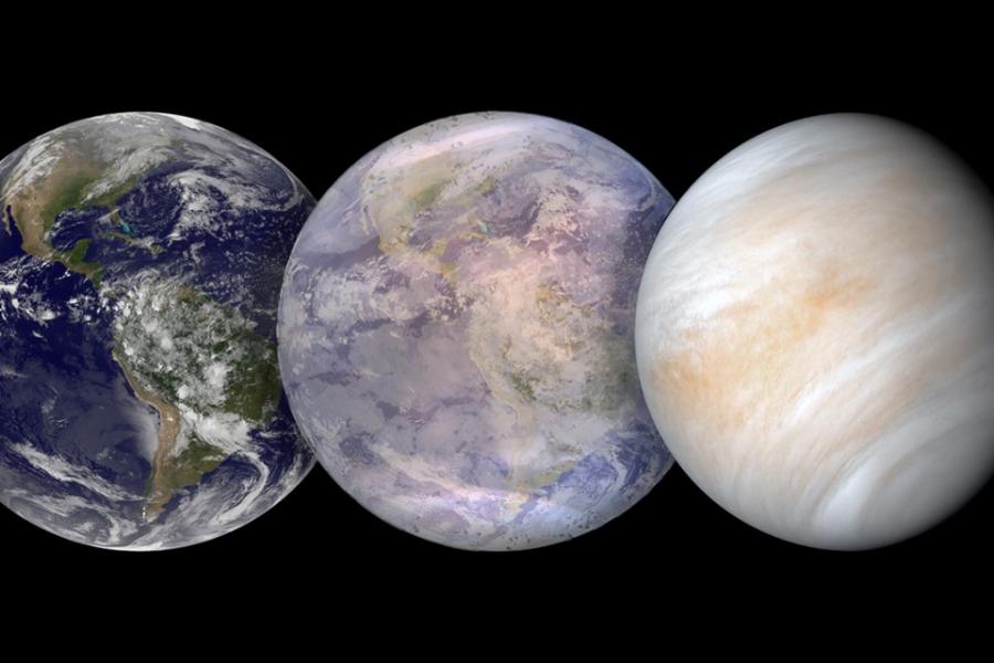 Illustration of three planets side-by-side