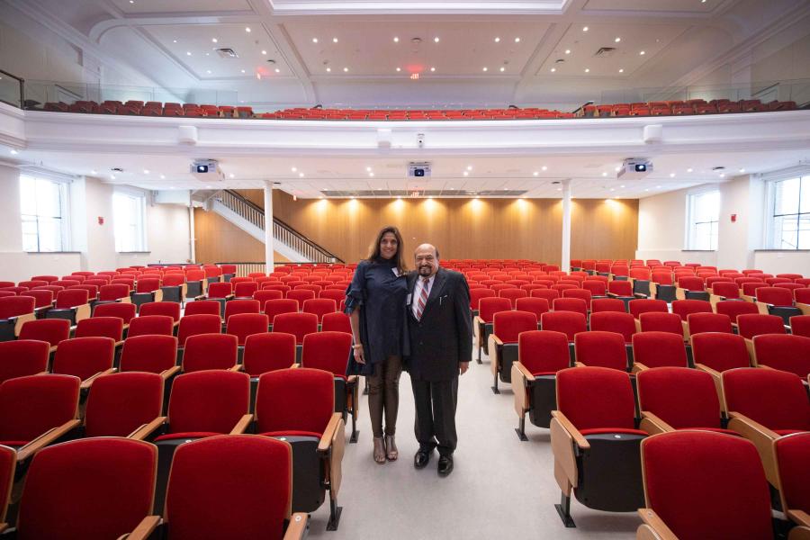 two people in auditorium