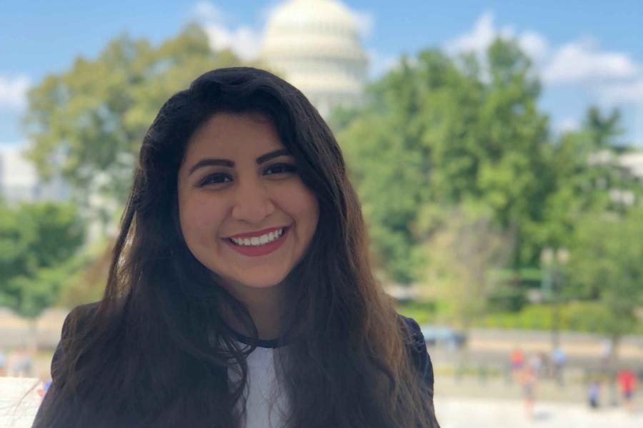 woman outside the capitol building