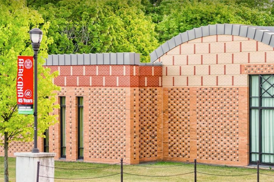 Building with textured brick