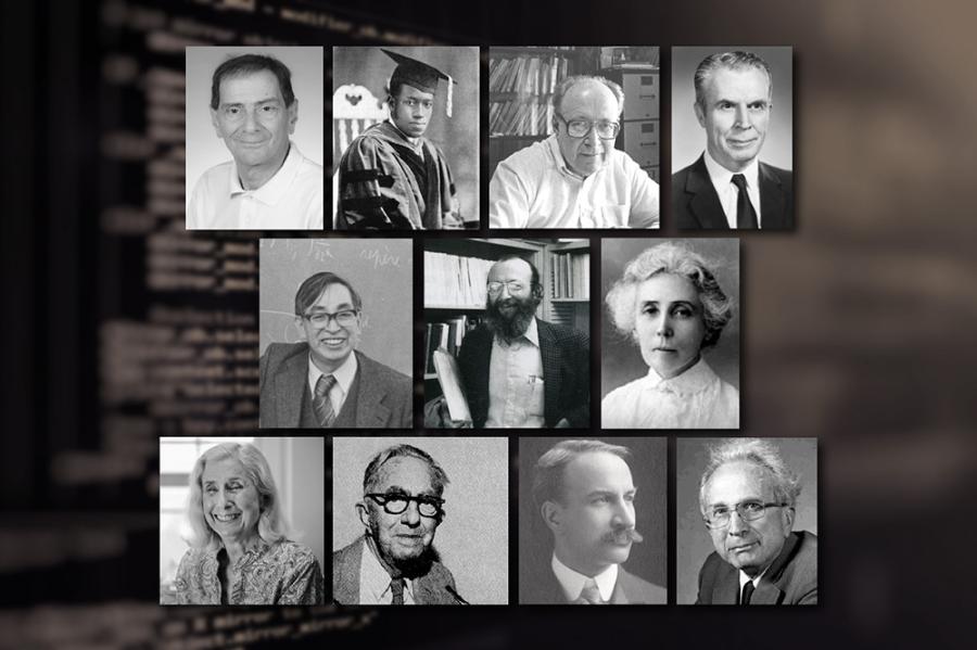 Eleven black and white head shots of Cornell mathematicians