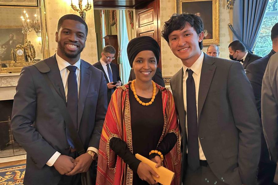 three people standing together
