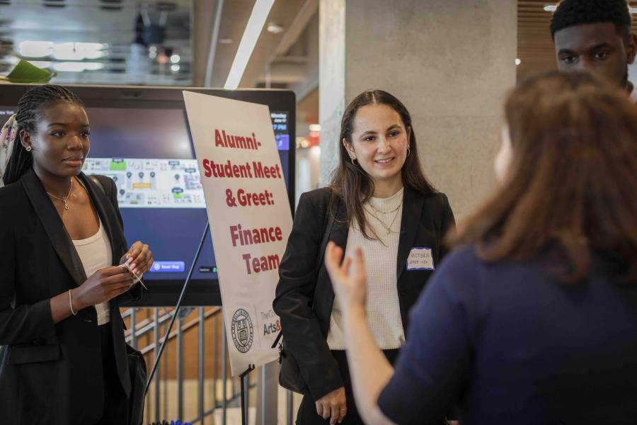 student listening to someone