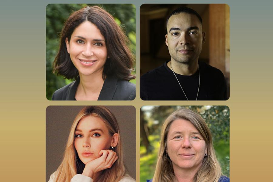 Four head shots of four writers, arranged in a square