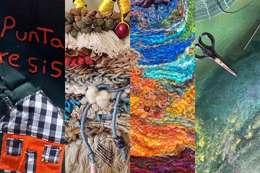 collage of different textile art