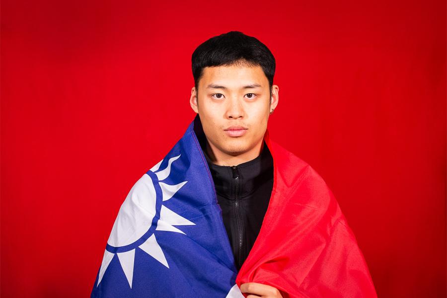 person draped in flag