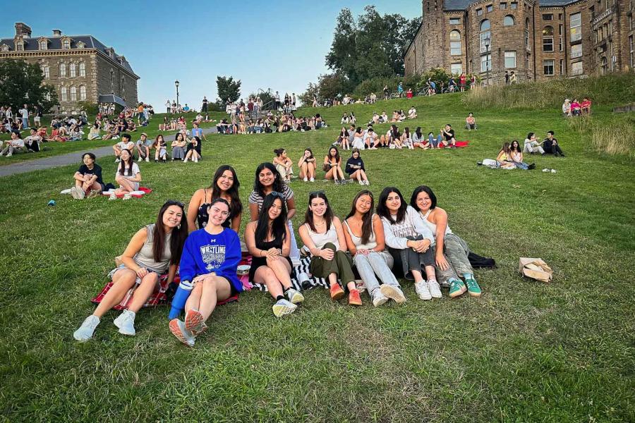 people sitting on the Slope