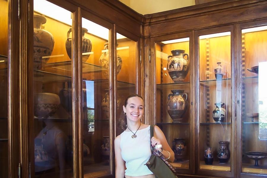 person standing in a museum