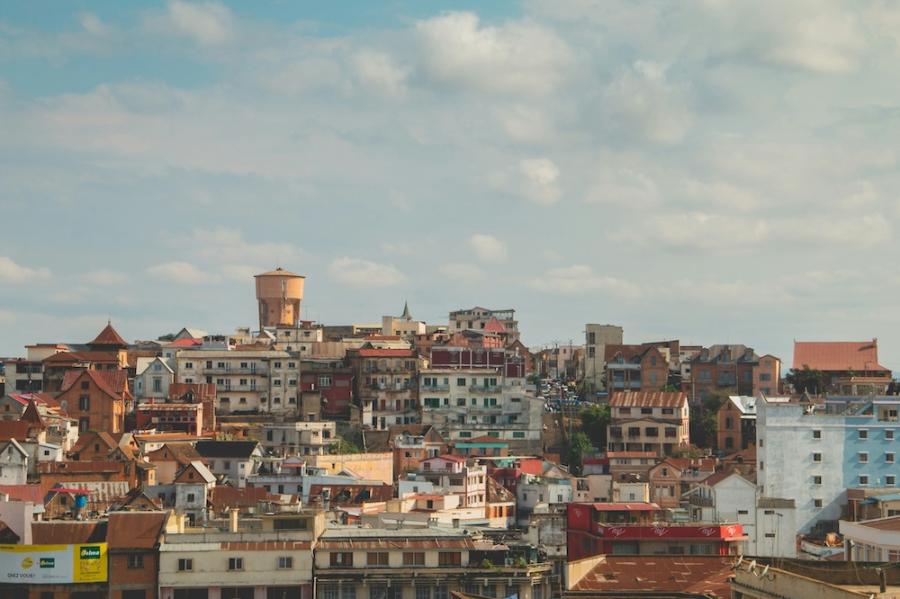 City under a sky with clouds