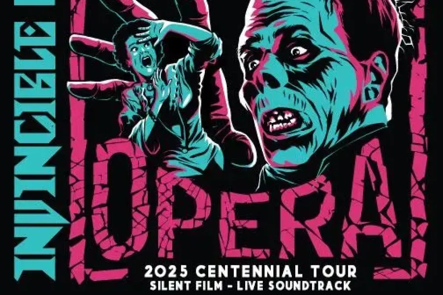 Event poster featuring the face of a scary person, in blue