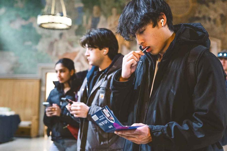 a person swabbing their cheek