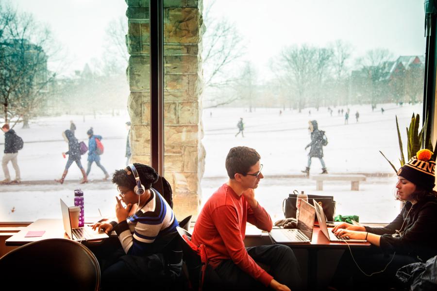 people talking in a cafe