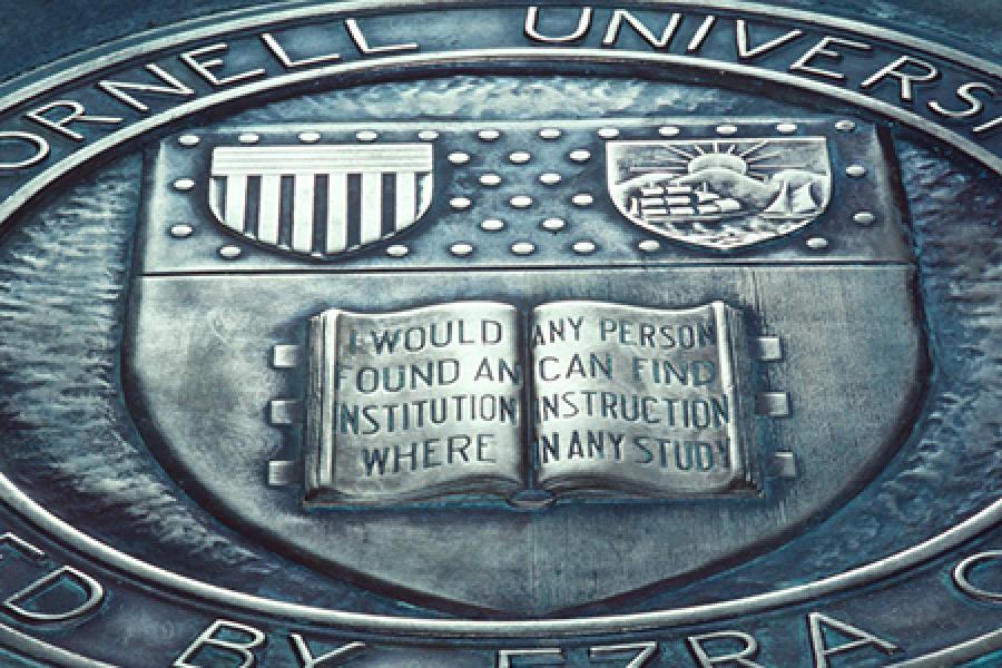  Carved metal disk set in stone