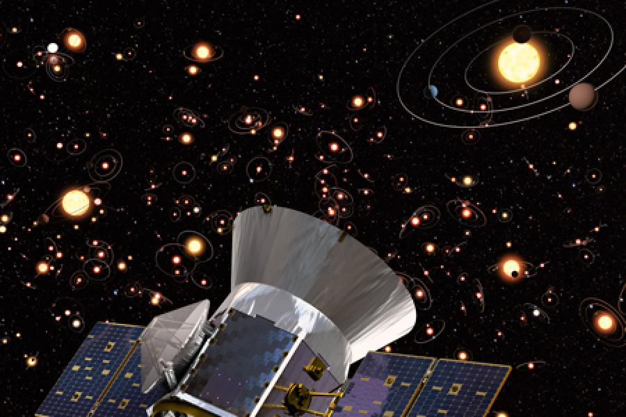 Artist's rendition of TESS against a backdrop of stars