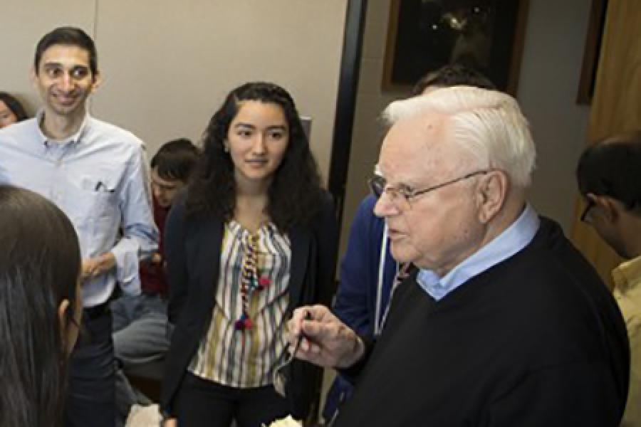 Frank Drake with astronomy students