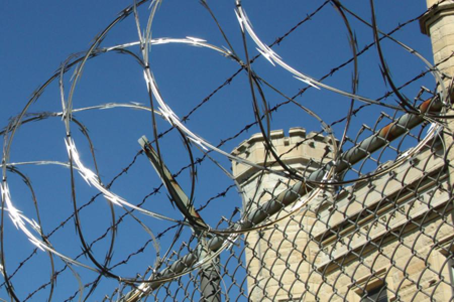 Barbed wire outside of prison