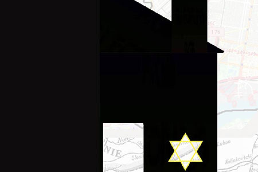 Silhouette of a house with a Jewish star on it