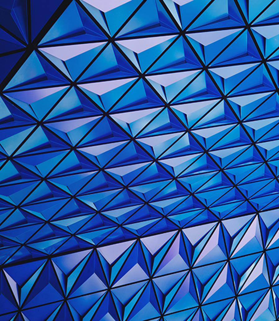  Geometric pattern of blue triangles
