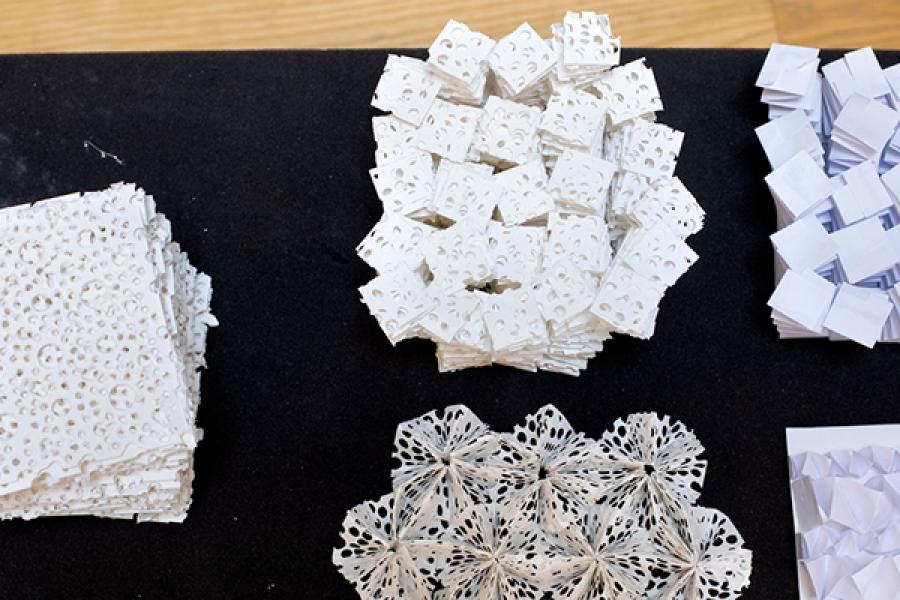 Objects made from folded white paper