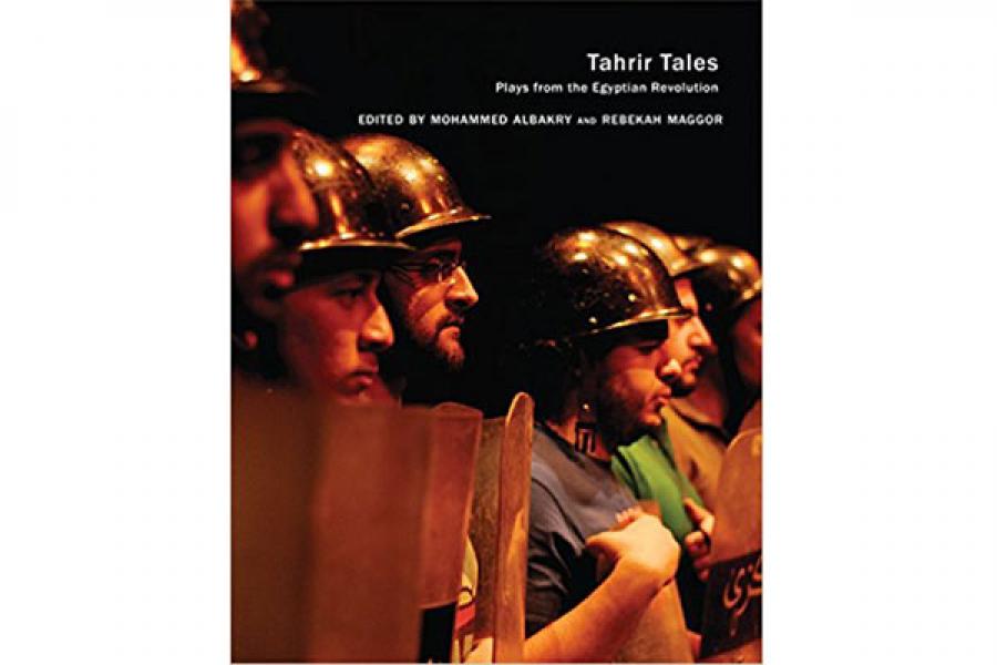 Cover of Tahrir Tales, showing soldiers in bronze helmets