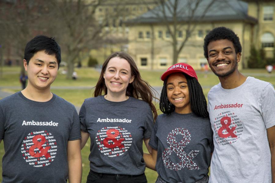  Student ambassadors pose on the Arts Quad
